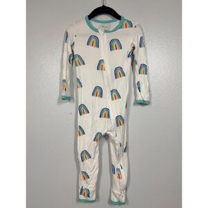 Kyte Baby Pajamas Unisex 4T White Rainbow Romper Zipper Bamboo Sleepwear